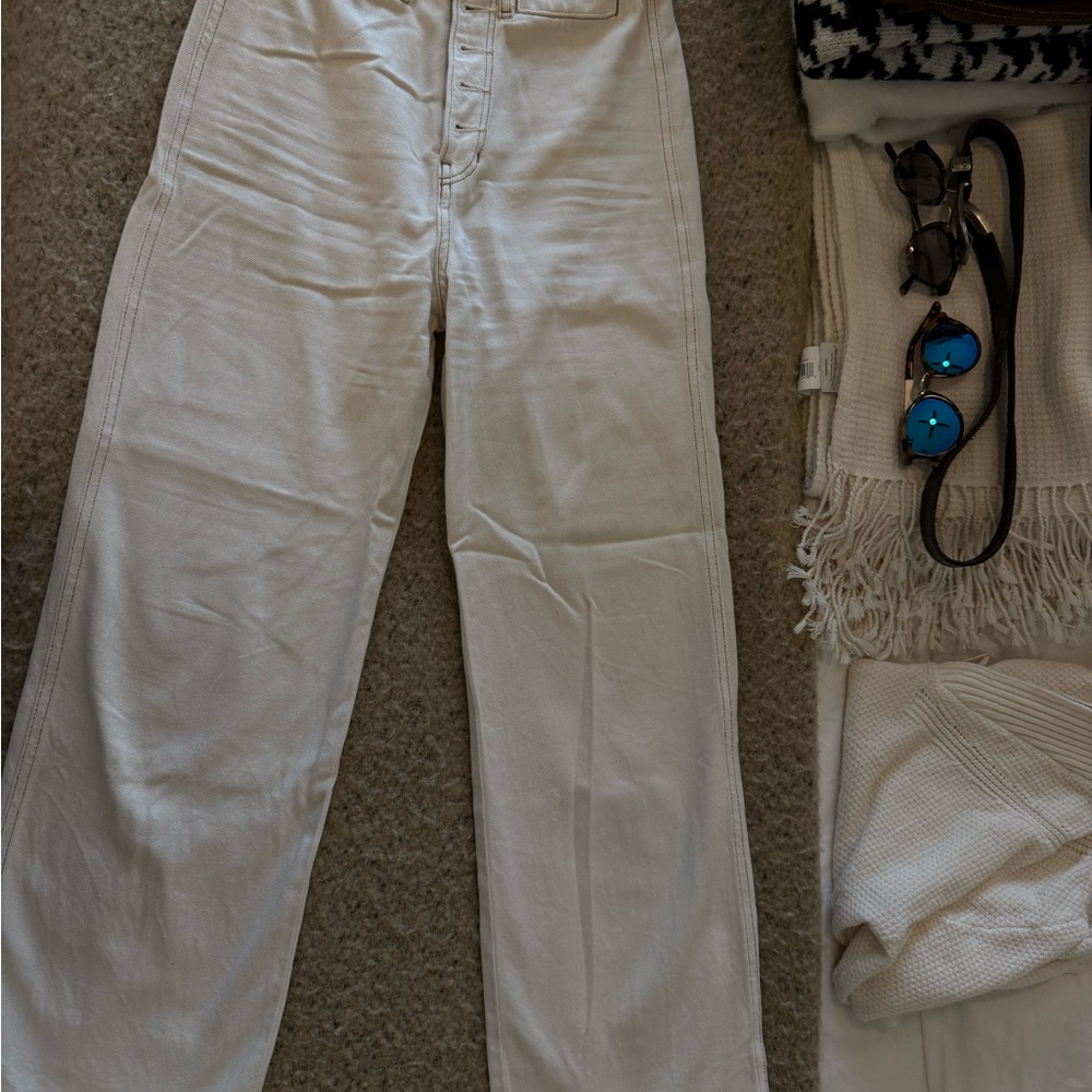 Reformation Cream High-Waisted Pants